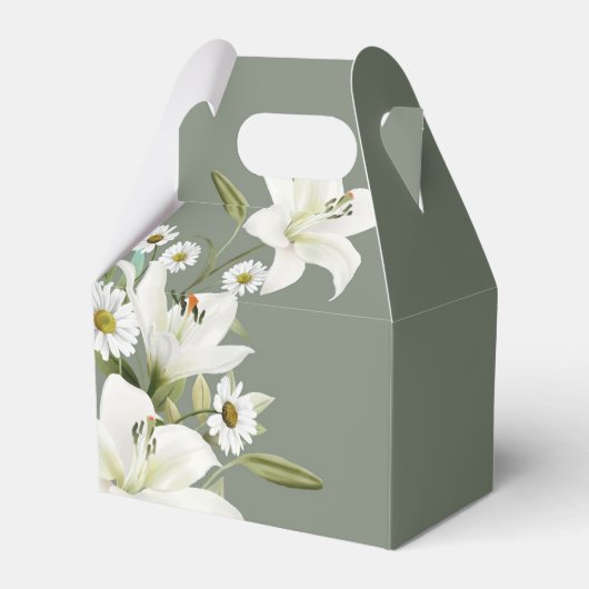 デイジーとホワイトリリーグリーン背景Fa フェイバーボックス (裏面サイド)