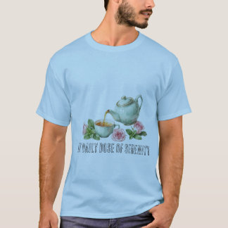 デイジーとユーカリの可愛いピンクのティーカップ - Wa Tシャツ