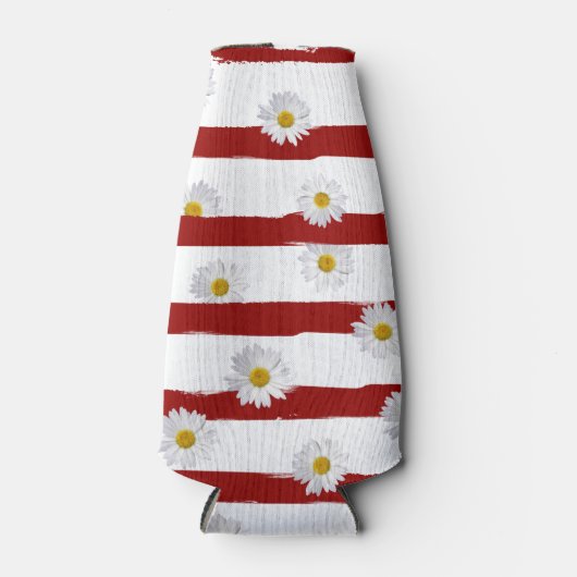 デイジーとレッドストライプクーラーボックス ボトルクーラー (正面)