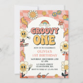 デイジーとレトロヴァンピンクグルーヴィワンの誕生日 招待状 (正面)