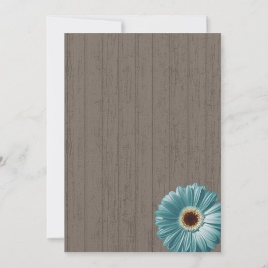 デイジーとレースのターコイズブルーのカントリー風BBQ結婚式の披露宴 招待状 (裏面)