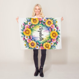 デイジーとワイルドフラワーガールベビーシャワーギフト フリースブランケット