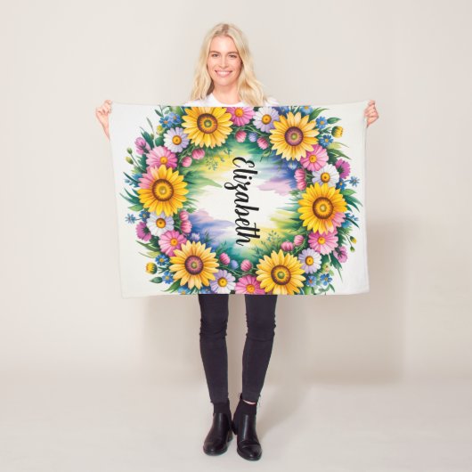 デイジーとワイルドフラワーガールベビーシャワーギフト フリースブランケット (インサイチュ)