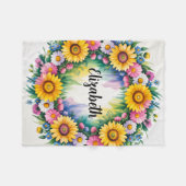 デイジーとワイルドフラワーガールベビーシャワーギフト フリースブランケット (正面(横))