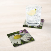 デイジーと夏の薄紫ワイルドフラワー スクエアペーパーコースター (インサイチュ)