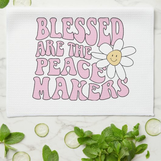 デイジーと平和を作る人のスローガン キッチンタオル (折り畳み)