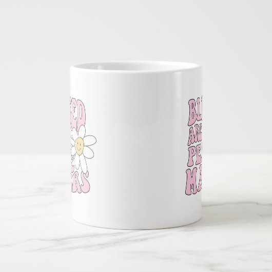 デイジーと平和を作る人のスローガン ジャンボコーヒーマグカップ (正面)