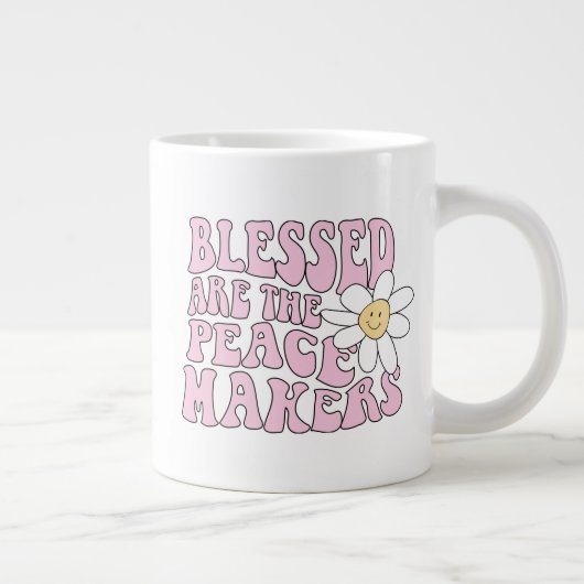 デイジーと平和を作る人のスローガン ジャンボコーヒーマグカップ (右)