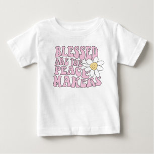 デイジーと平和を作る人のスローガン ベビーTシャツ