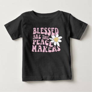 デイジーと平和を作る人のスローガン ベビーTシャツ
