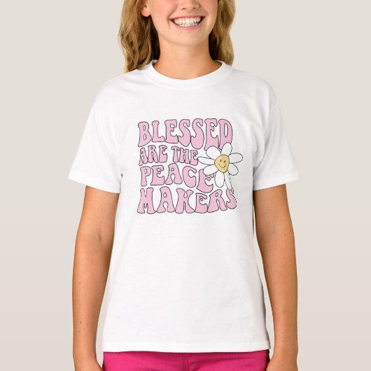デイジーと平和を作る人のスローガン Tシャツ (正面)