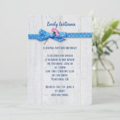 デイジーと水玉模様リボンを背景に 招待状 (スタンド正面)