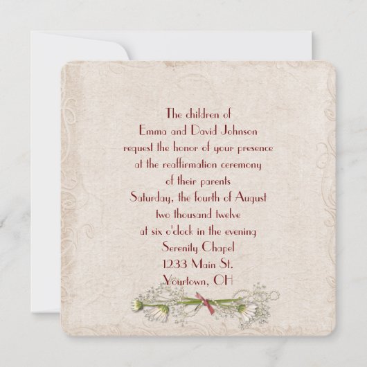 デイジーと真珠の誓の更新招待状 招待状 (正面)