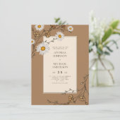 デイジーと秋の花の森の葉秋結婚の 招待状 (スタンド正面)