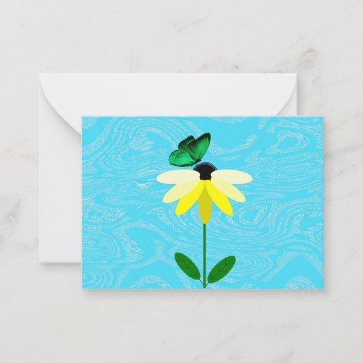デイジーと緑の蝶のノートカード ノートカード (正面)
