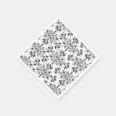 デイジーと葉フローラアートインブラック紙 スタンダードカクテルナプキン (角)