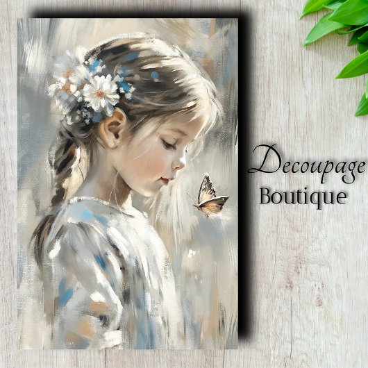 デイジーと蝶の少女デコパージュ 薄葉紙
