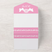 デイジーと蝶の花びらピンク オールインワン招待状 (外側)