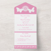 デイジーと蝶の花びらピンク オールインワン招待状 (内側)