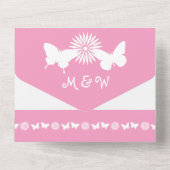 デイジーと蝶の花びらピンク オールインワン招待状 (裏面)