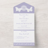 デイジーと蝶インラベンダー オールインワン招待状 (内側)