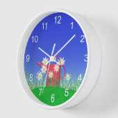 デイジーと赤い散水缶 壁時計 (傾斜)