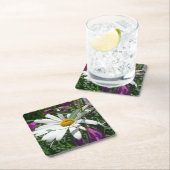 デイジーと雑草ワイルドフラワー スクエアペーパーコースター (インサイチュ)