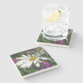 デイジーと雑草ワイルドフラワー ストーンコースター (横)