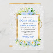 デイジーと青い夏の花ゴールドフォイルスウィート16 招待状 (正面/裏面)