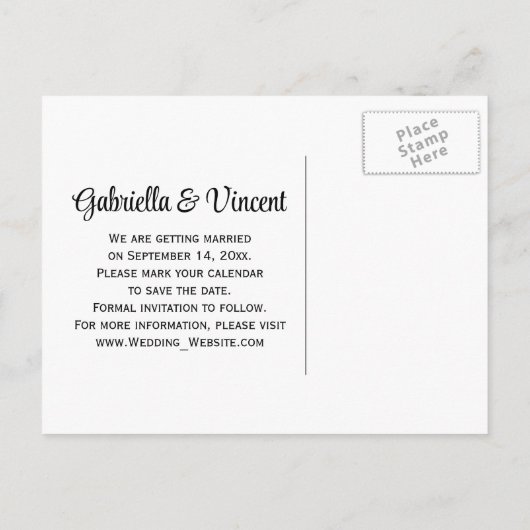 デイジーと馬蹄西結婚式日付を保存 案内ポストカード (裏面)