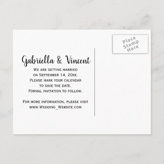 デイジーと馬蹄西結婚式日付を保存 案内ポストカード (裏面)