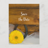 デイジーと馬蹄西結婚式日付を保存 案内ポストカード (正面)