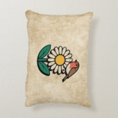 デイジーと鳥デザイン アクセントクッション (裏面(縦))