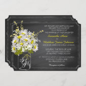 デイジーと黒板結婚式招待状カード 招待状 (正面/裏面)