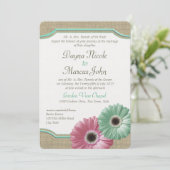デイジーとBurlapミントグリーンとピンク 招待状 (スタンド正面)