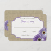 デイジーとBurlapラベンダーパープルリプライ 出欠カード (正面/裏面)
