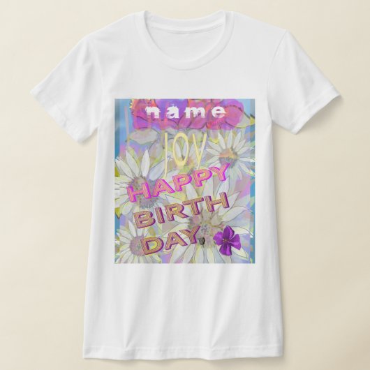 デイジーとDaffodils：パーソナライズされた誕生日Tシャツ Tシャツ (レイダウン)