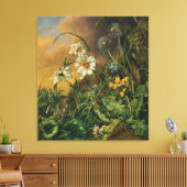 デイジーとPrimrosesの森の床… キャンバスプリント (インサイチュ (リビング))