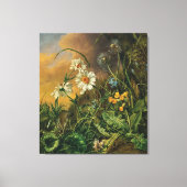 デイジーとPrimrosesの森の床… キャンバスプリント (正面)
