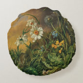 デイジーとPrimrosesの森の床… ラウンドクッション (裏面)