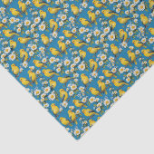 デイジーのある枝の黄色い金魚の鳥 薄葉紙 (詳細)