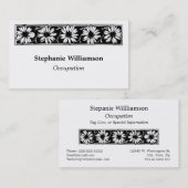 デイジーのつる植物の花のボーダー白黒花柄 名刺 (正面/裏面)