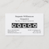 デイジーのつる植物の花のボーダー白黒花柄 名刺 (裏面)