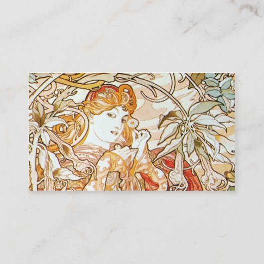 デイジーのアールヌーボーの名刺を持つミュシャの女性 名刺 (裏面)