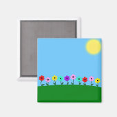 デイジーのカラフル背景 マグネット (正面/裏面)