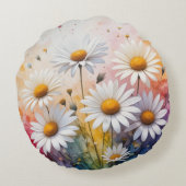 デイジーのカラフル背景 ラウンドクッション (裏面)