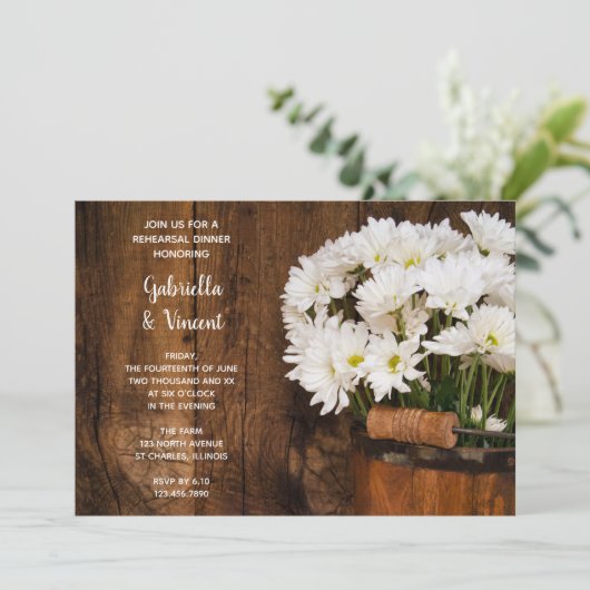 デイジーのバケット国の結婚式のリハーサルディナー 招待状 (スタンド正面)