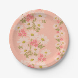 デイジーのピンクのヴィンテージの壁紙の紙皿 ペーパープレート