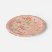 デイジーのピンクのヴィンテージの壁紙の紙皿 ペーパープレート (アングル)
