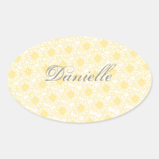 デイジーのフィールド楕円形のシール、黄色の花 楕円形シール (正面)